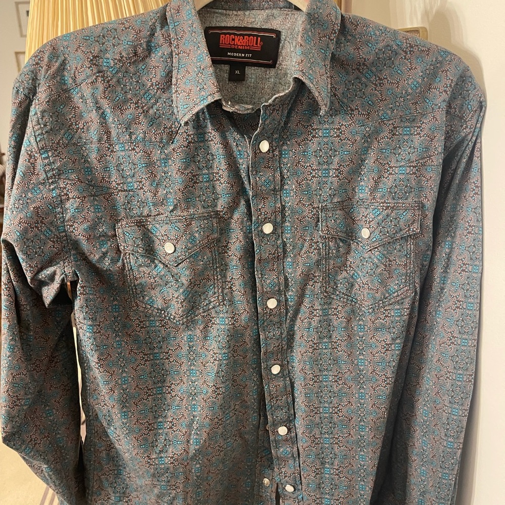 Boys Rock & Roll modern fit XL pearl snap long sleeve shirt